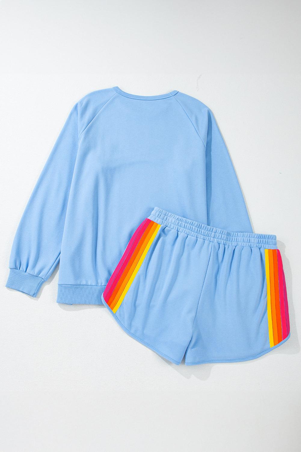 Beau Blue Striped Accent Pullover and Shorts Two Piece Casual Set - Toi ‘n’ Moi Ltd