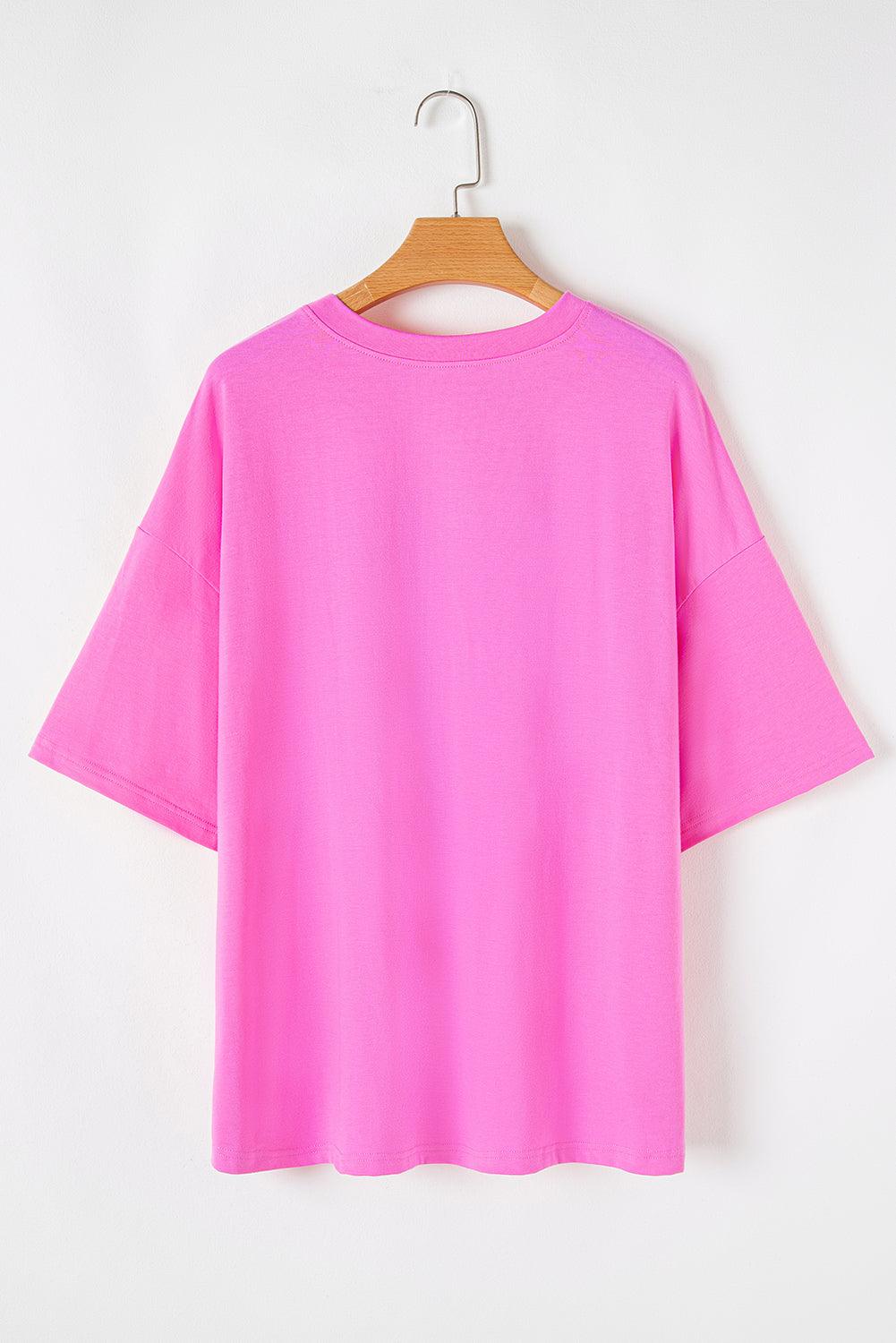 Bright Pink Checker MAMA Letter Printed Graphic Plus Size T Shirt - Toi ‘n’ Moi Ltd