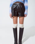 Faux Leather Short Shorts With Waist Detail