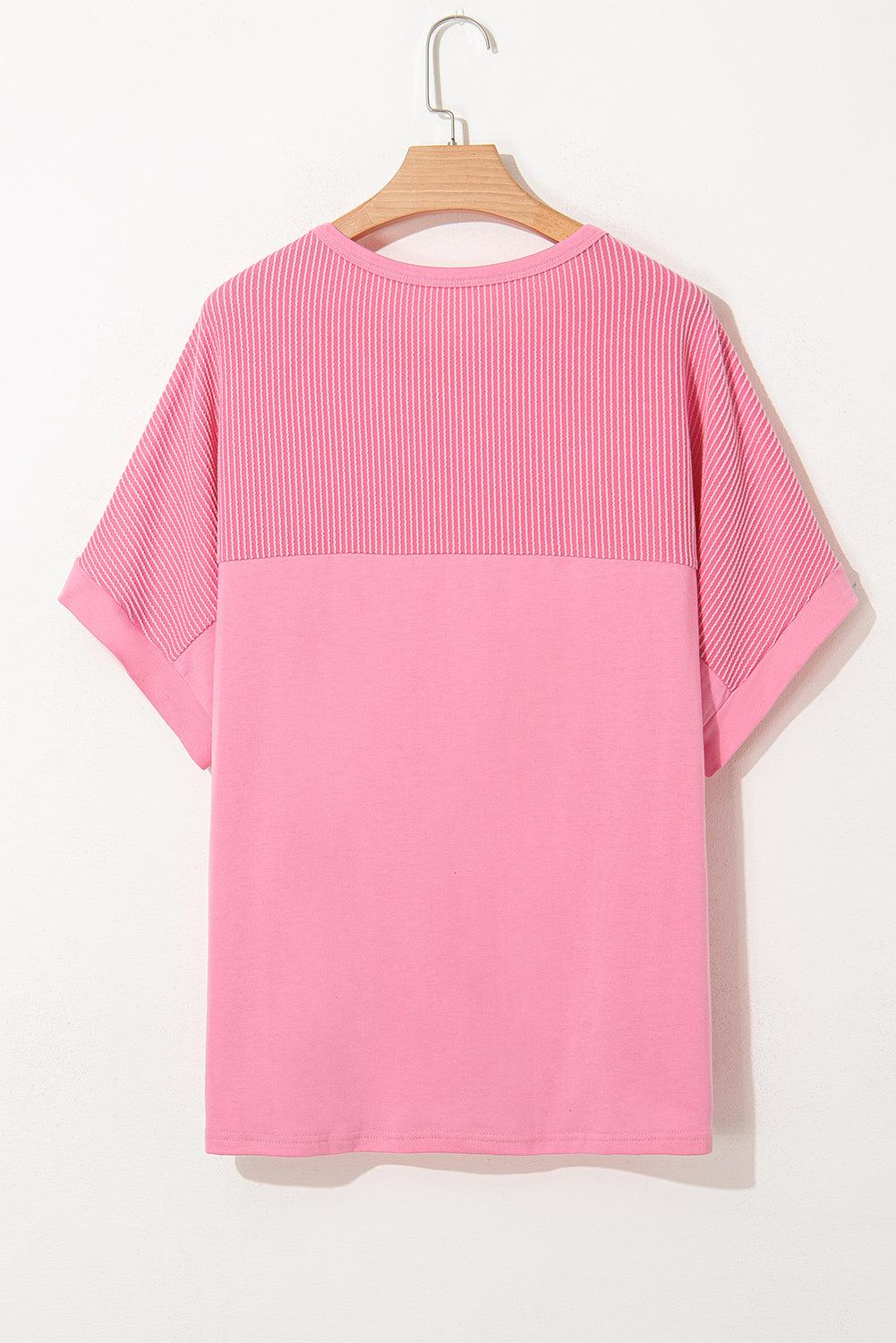Bonbon Corded Patchwork Pocketed Plus Size T Shirt - Toi ‘n’ Moi Ltd