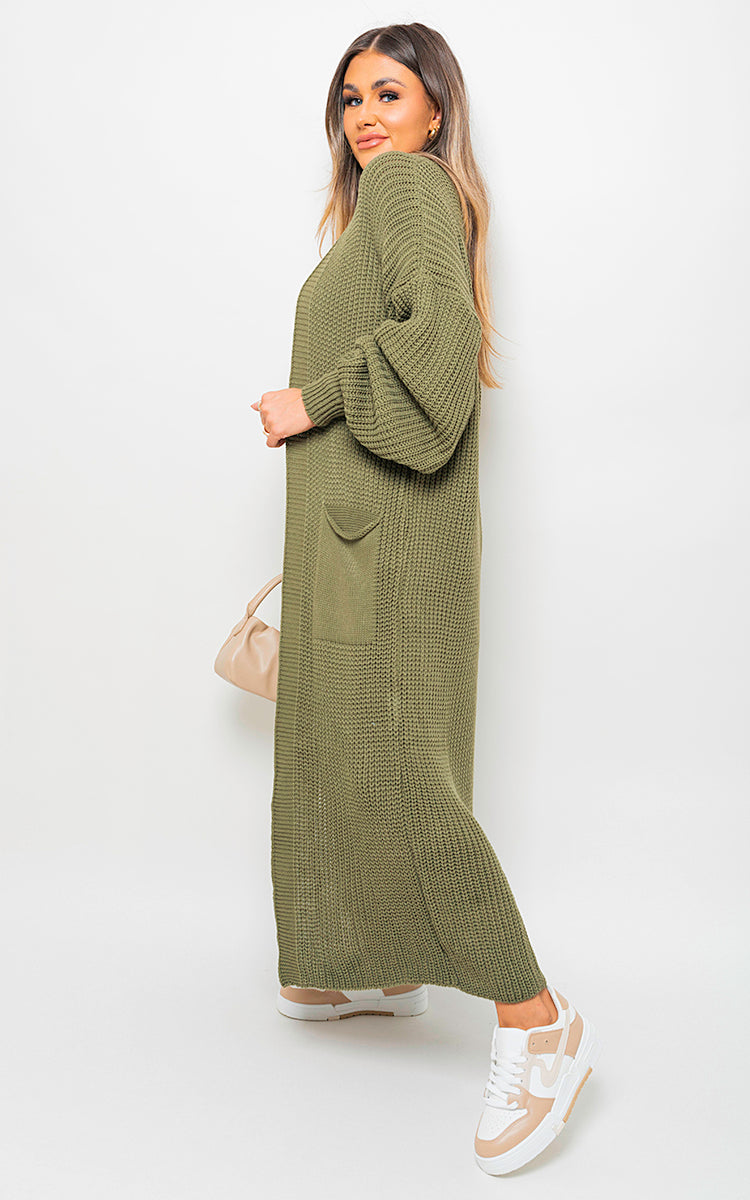 Chunky Knitted Balloon Sleeve Long Maxi Cardigan - Toi ‘n’ Moi Ltd