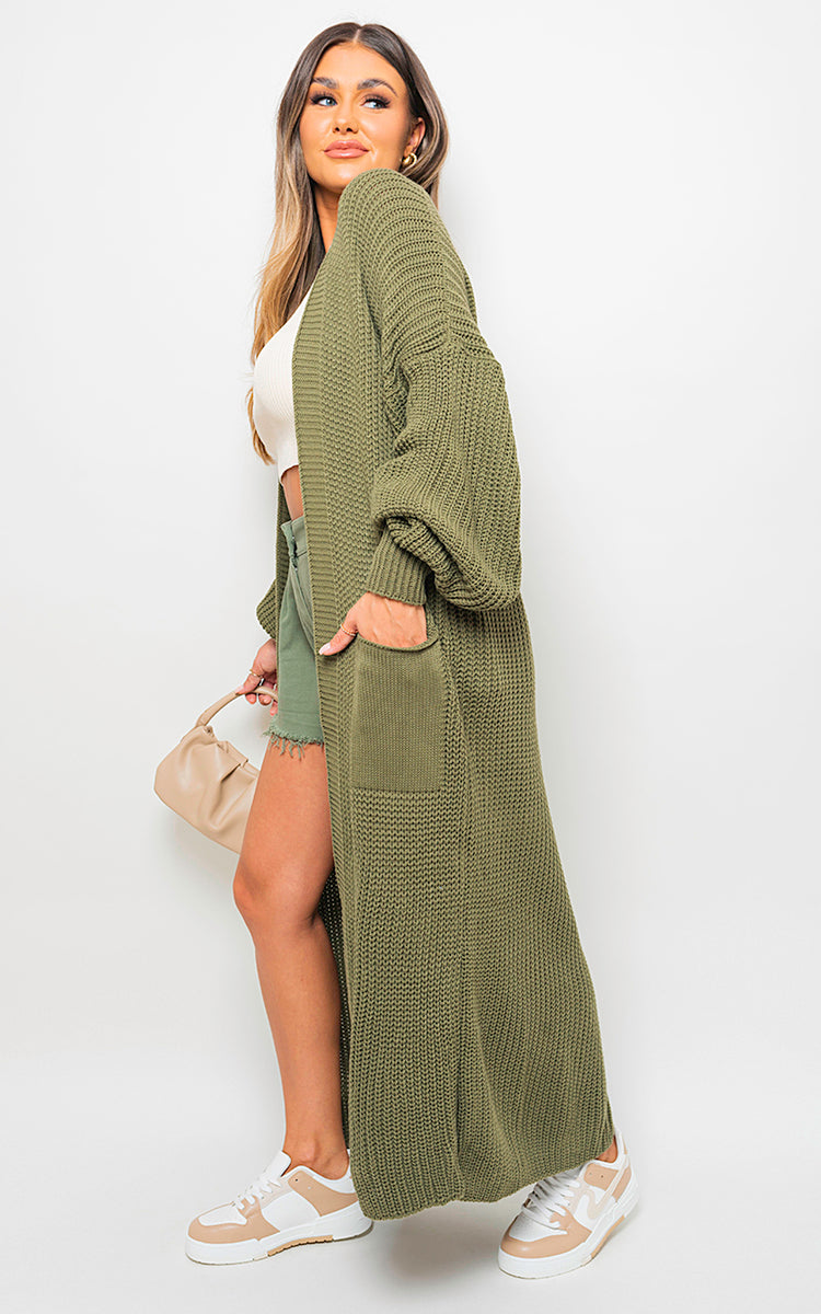 Chunky Knitted Balloon Sleeve Long Maxi Cardigan - Toi ‘n’ Moi Ltd