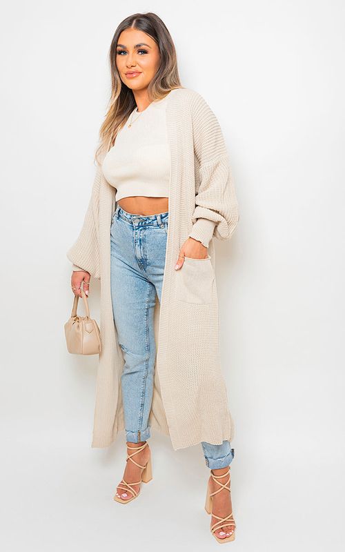 Chunky Knitted Balloon Sleeve Long Maxi Cardigan - Toi ‘n’ Moi Ltd