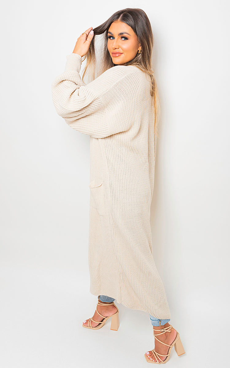 Chunky Knitted Balloon Sleeve Long Maxi Cardigan - Toi ‘n’ Moi Ltd