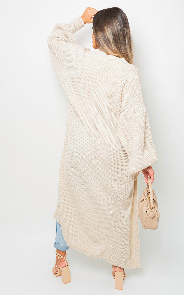 Chunky Knitted Balloon Sleeve Long Maxi Cardigan - Toi ‘n’ Moi Ltd