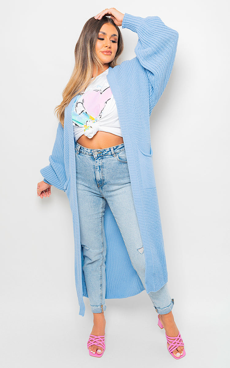 Chunky Knitted Balloon Sleeve Long Maxi Cardigan - Toi ‘n’ Moi Ltd