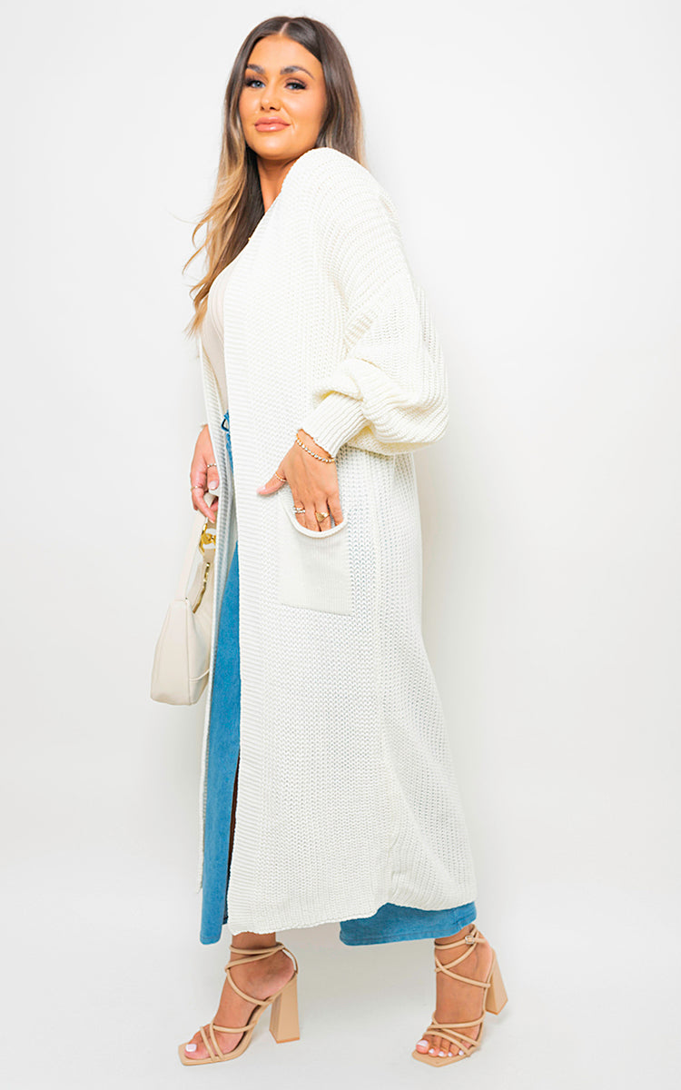 Chunky Knitted Balloon Sleeve Long Maxi Cardigan - Toi ‘n’ Moi Ltd