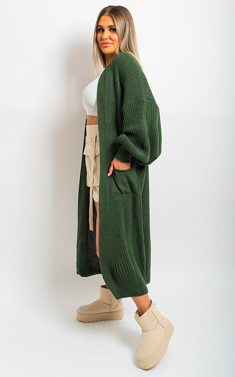 Chunky Knitted Balloon Sleeve Long Maxi Cardigan - Toi ‘n’ Moi Ltd