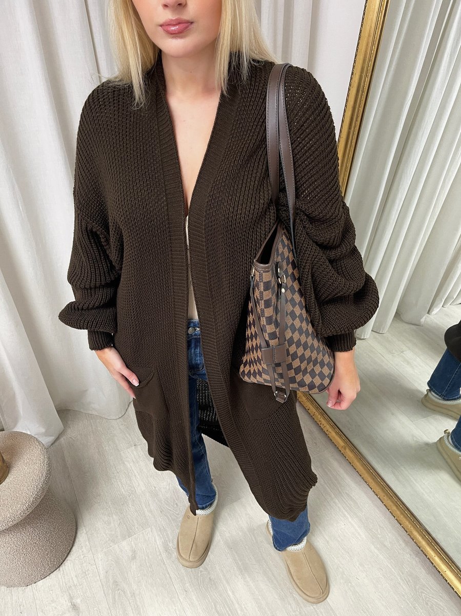 Chunky Knitted Balloon Sleeve Long Maxi Cardigan - Toi ‘n’ Moi Ltd