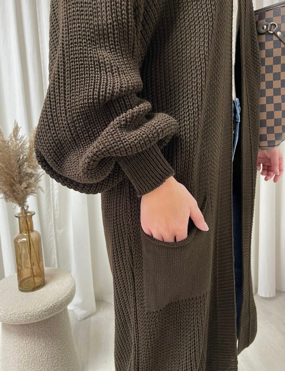 Chunky Knitted Balloon Sleeve Long Maxi Cardigan - Toi ‘n’ Moi Ltd