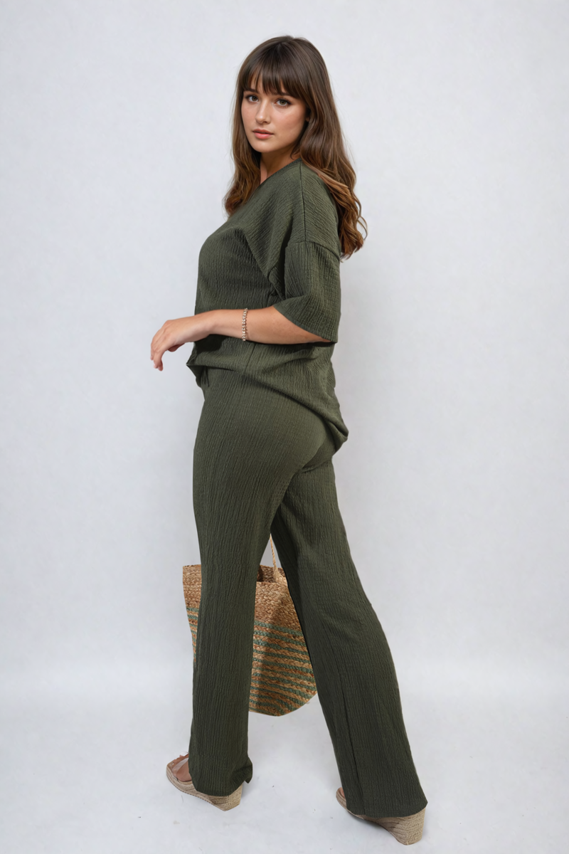 Cheesecloth Pattern Top and Trouser Co-ord Set - Toi ‘n’ Moi Ltd