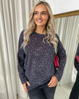 Long Sleeve Glitter Floral Pattern Top