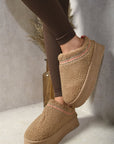 Ankle Cozy Plush Lining Thick Sole Fluffy Slippers - Toi ‘n’ Moi Ltd