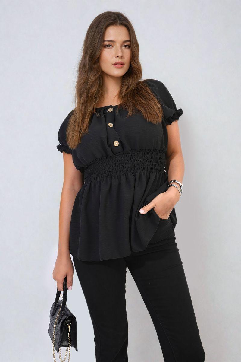 Button Front Cinched Waist Top - Toi ‘n’ Moi Ltd