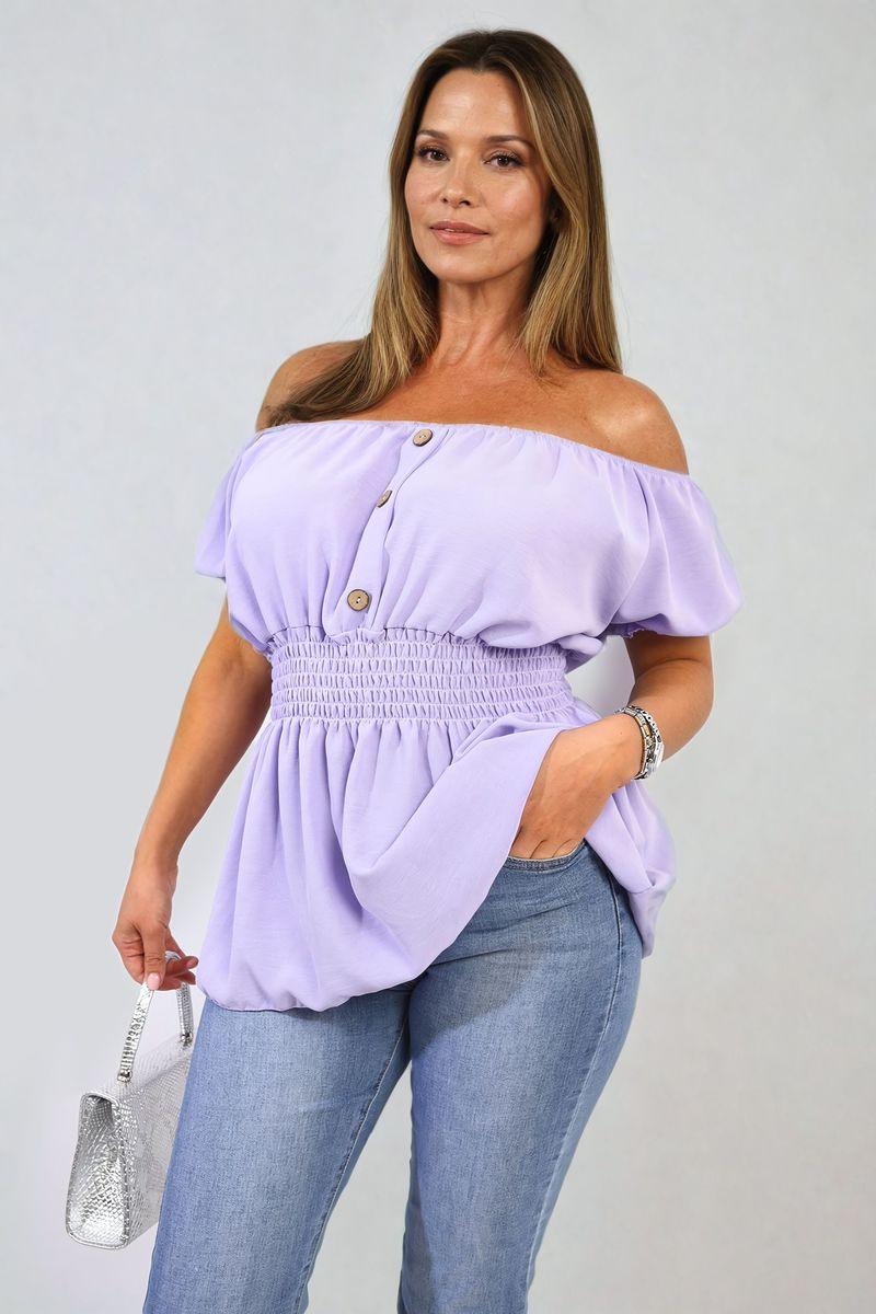 Button Front Cinched Waist Top - Toi ‘n’ Moi Ltd