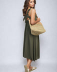 Square Neckline Ruffle Straps Tie Detail Beach Midi Dress - Toi ‘n’ Moi Ltd
