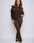 High Waisted Flare Leg Trouser
