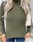 Fitted Long Sleeve Fluffy Knitted Top