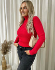 Fitted Long Sleeve Fluffy Knitted Top