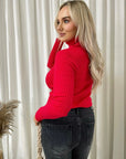 Fitted Long Sleeve Fluffy Knitted Top
