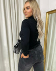 Fitted Long Sleeve Fluffy Knitted Top
