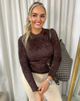 Fitted Long Sleeve Fluffy Knitted Top