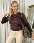 Fitted Long Sleeve Fluffy Knitted Top