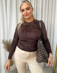 Fitted Long Sleeve Fluffy Knitted Top