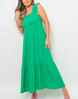 Wide Ruffle Strap Smocked Midi Dress - Toi ‘n’ Moi Ltd
