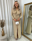 Glitter Twist Front Slit Maxi Dress