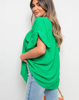 Button Down Pleated Frill Tops - Toi ‘n’ Moi Ltd