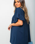 Button Down Pleated Frill Tops - Toi ‘n’ Moi Ltd