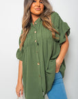 Button Down Pleated Frill Tops - Toi ‘n’ Moi Ltd