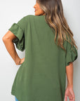 Button Down Pleated Frill Tops - Toi ‘n’ Moi Ltd