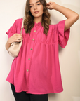 Button Down Pleated Frill Tops - Toi ‘n’ Moi Ltd