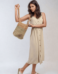 Button Front Strappy Midi Dress - Toi ‘n’ Moi Ltd