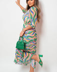 Long Sleeve Printed Maxi Dress with Belt Detail - Toi ‘n’ Moi Ltd