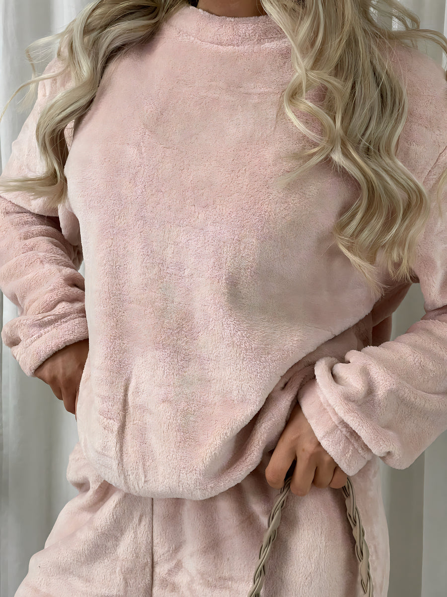 Velvet Long Sleeve Loose Top and Jogger Loungewear Co-ord Set