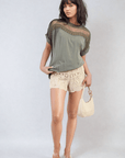 Lace Insert Round Neck Hollow Top - Toi ‘n’ Moi Ltd