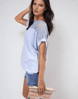 Lace Insert Round Neck Hollow Top - Toi ‘n’ Moi Ltd