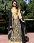Rajasthnai Bagru Original Handblock Print Pure Cotton Designer Crop Top Stitched Lehenga With Mulmul Dupatta-0