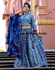 Hand block printed Cotton readymade lehenga set for navratri Dandiya, dance Matching mens kurta, kids lehenga set Family combo preorder only-2