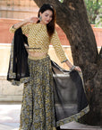 Rajasthnai Bagru Original Handblock Print Pure Cotton Designer Crop Top Stitched Lehenga With Mulmul Dupatta-2