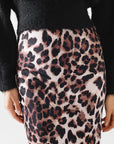 Leopard Print Mid-Rise Flared Midi Skirt