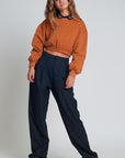 Oversized Cropped Sweatshirt in Camel