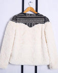 Manteau à manches longues en patchwork de fausse fourrure et de rivets polaires