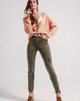 Ripped Skinny Jean in Green
