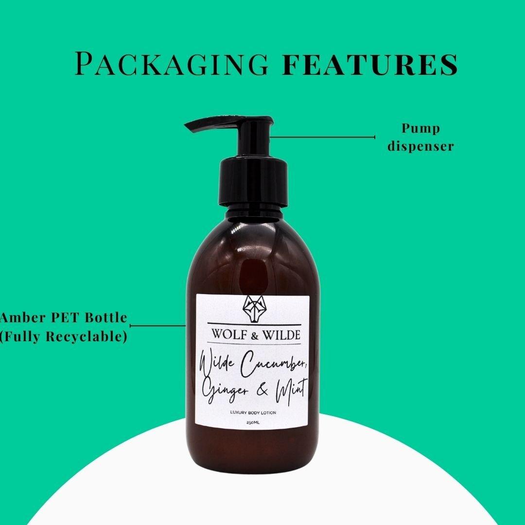 Wilde Cucumber, Ginger & Mint Luxury Body Lotion 250ML - Toi ‘n’ Moi Ltd